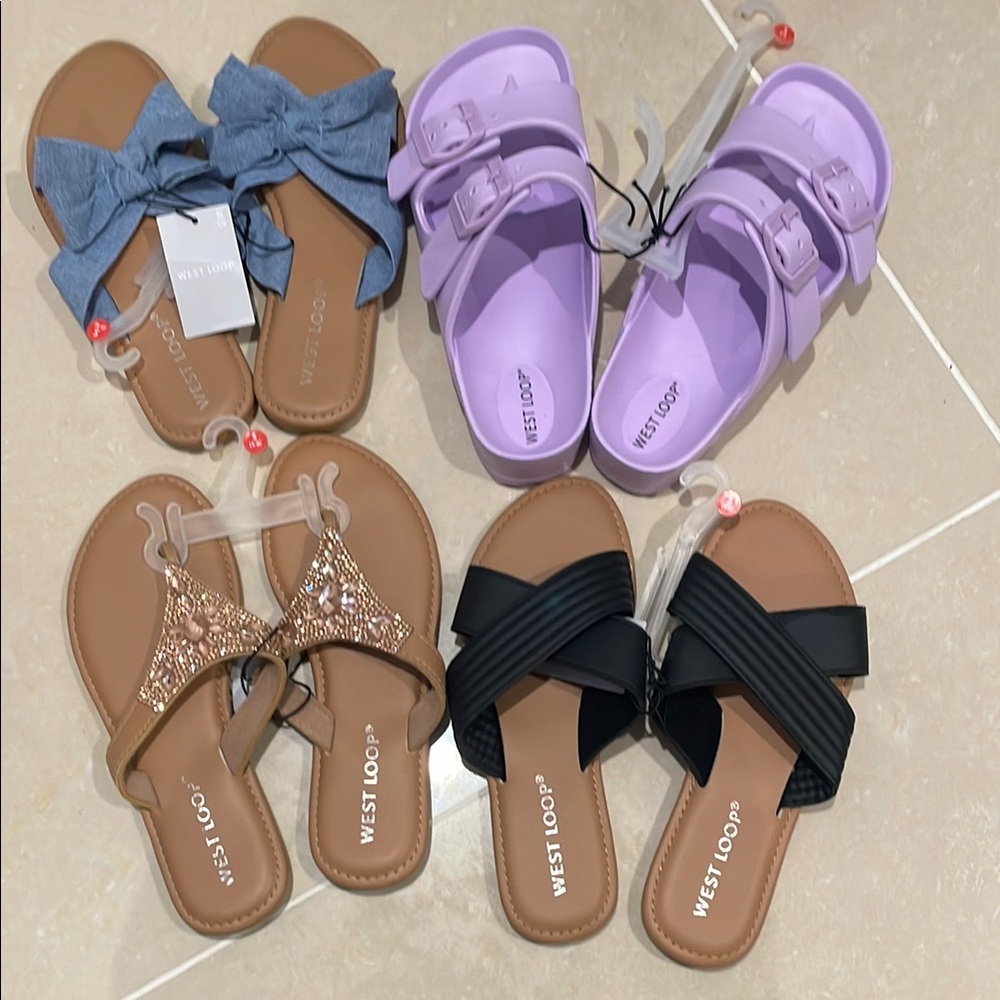 West‎ Loop Sandals - Denim, Lavender, Black, Tan